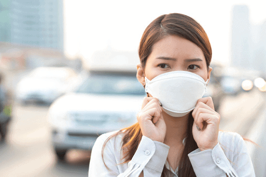 girl wearing mask due to the outbreak of the novel coronavirus